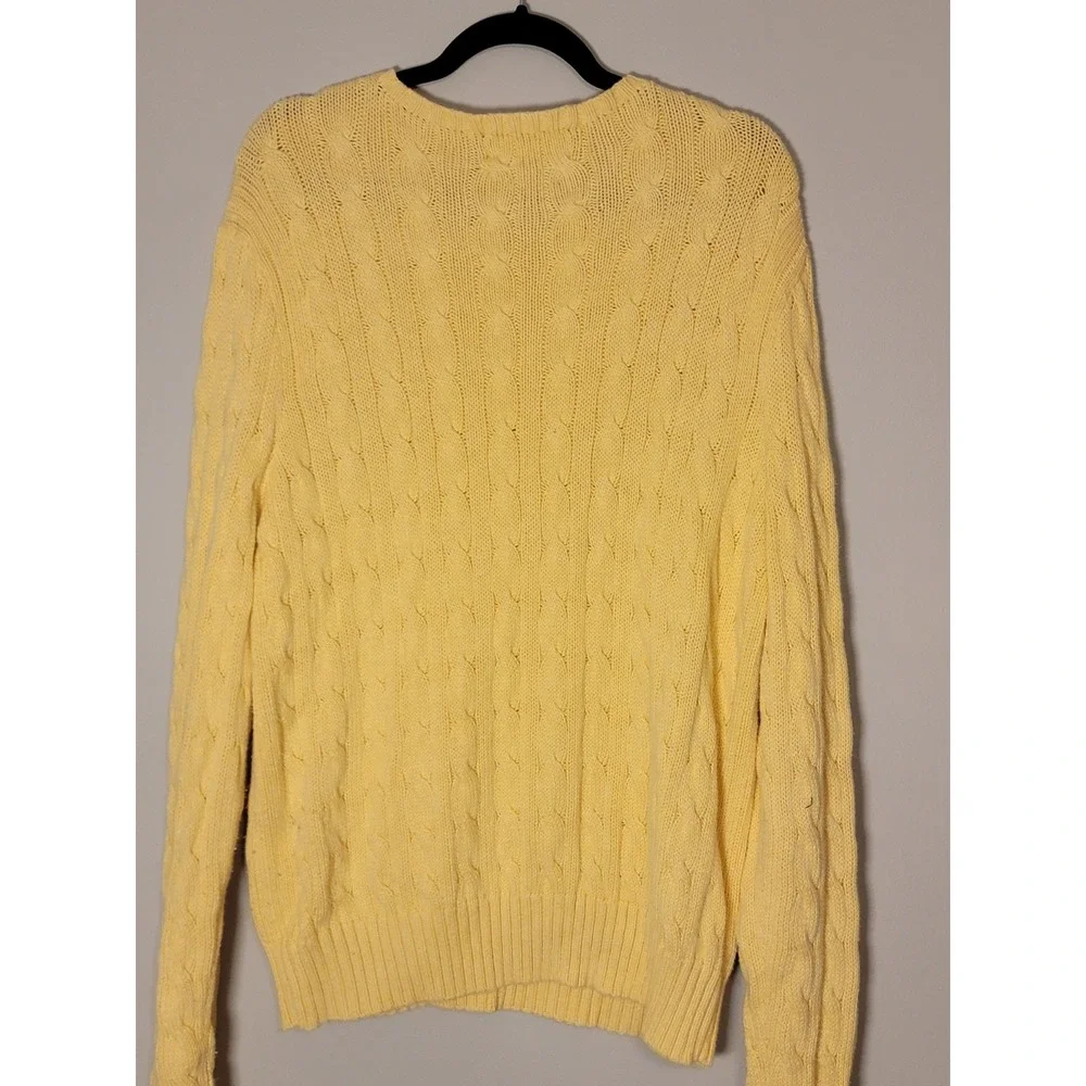Polo Ralph Lauren Cable Knit Crewneck Beige Cotton Pullover Jumper Size XL Men's